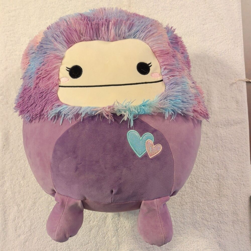 Squishmallow 16" EDEN Purple Bigfoot Valentines Day Yeti Metallic Hearts NEW